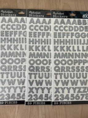Sticko Silver Glitter Block Alphabet Letter Stickers Planner Teacher Scrapbook 3